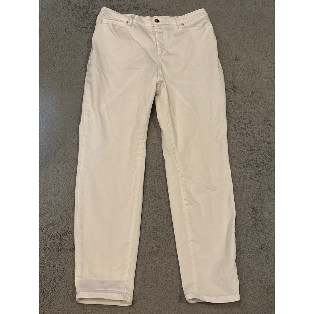 Anne Klein AK High Rise Skinny Ankle Jeans White Size 12 Ankle Length Stretch